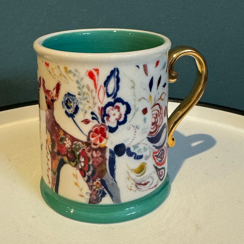 Anthropologie Starla Halfmann Folklore Fawns Deer Mug Cup
